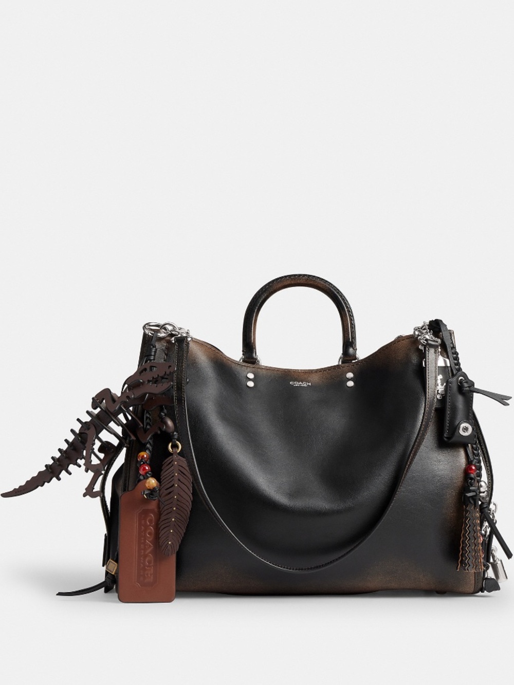 Coach Rogue Bag 40 In Loved Leather With Charms